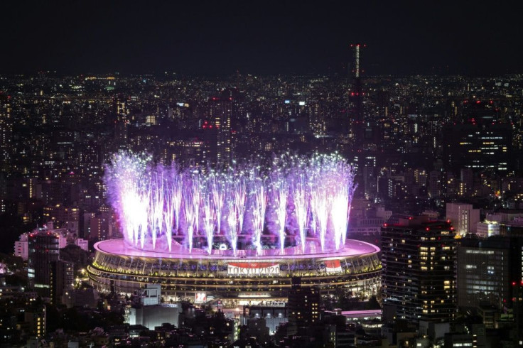 Fireworks light up the sky over the Olympic Stadium during the opening ceremony