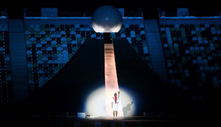 Japanese tennis player Naomi Osaka lit the Olympic cauldron