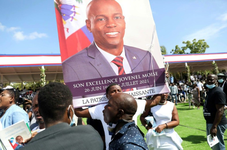 Mourners attend the funeral of slain Haitian president Jovenel Moise