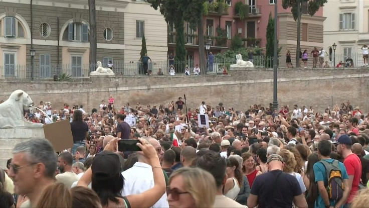 Demonstration in Rome against mandatory 'green pass'