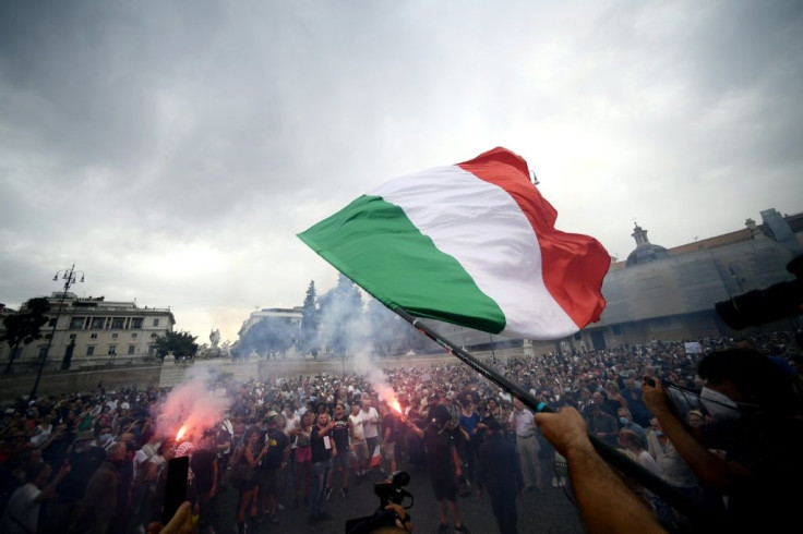 Protesters in Italy  demonstrated against a mandatory "green pass" for indoor dining and entertainment