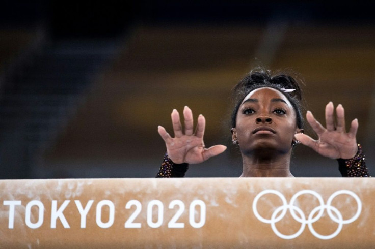 US gymnast Simone Biles practises at the Tokyo Olympics