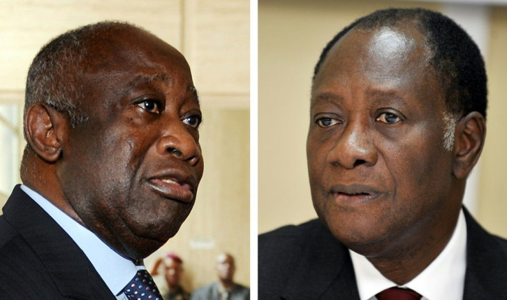Former rivals: Gbagbo, left, and Ouattara