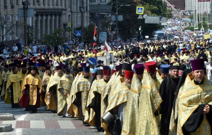 More than 20,000 marched through Kiev in a demonstration of force by the branch of the Orthodox church loyal to Russia