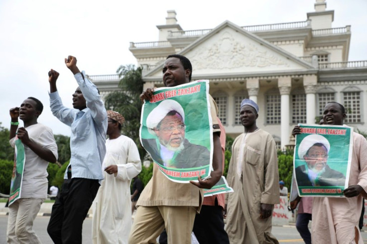 Hundreds of supporters of Shiite Muslim leader Ibrahim Zakzaky demonstrate in Abuja, on July 10, 2019, to demand his release