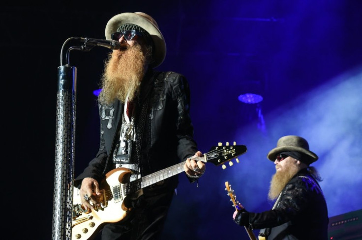 Dusty Hill (R) and Billy Gibbons (L) of ZZ Top perform in France in 2016