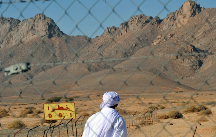 This file photo from February 2010 shows the entrance of the former French nuclear bomb test site at Ain Ekra