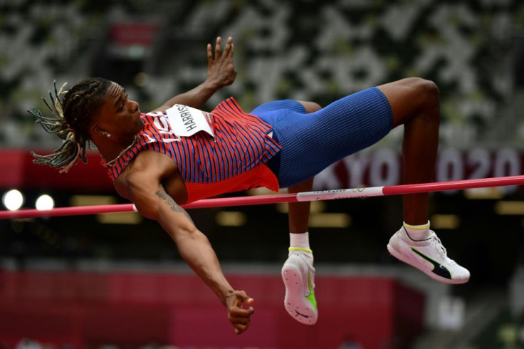 USA's Juvaughn Harrison competes in the men's high jump qualification