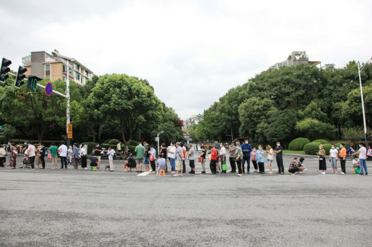 People queue for Covid-19 tests in Nanjing, China's eastern Jiangsu province