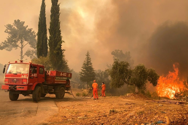 Blazes that erupted Wednesday to the east of the tourist hotspot Antalya on Turkey's scenic southern coast have officially killed four people and injured nearly 200