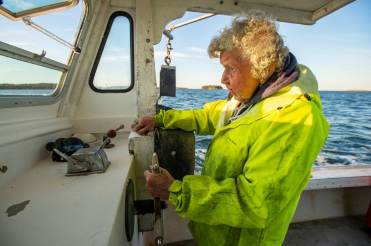 Oliver goes out into the waters off the city of Rockland three days a week with her 78-year-old son Max, who helps her crew the boat, aptly named by her late husband "Virginia," after her