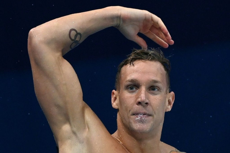 Caeleb Dressel celebrates victory in the men's 50m freestyle at the Tokyo Olympics