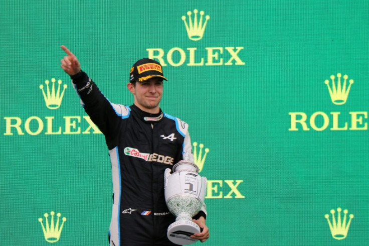 First timer: Esteban Ocon celebrates on the podium