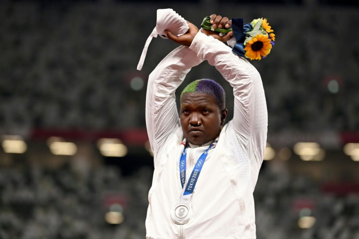 US shot putter Raven Saunders has riskedÂ disciplinary action after making the first protest on a medal podium of the Olympics