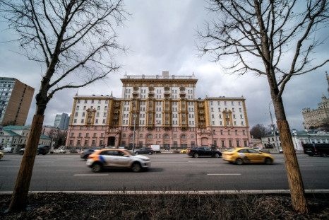 A March 2021 view of the US embassy in Moscow amid US complaints that it has to let go of local staff