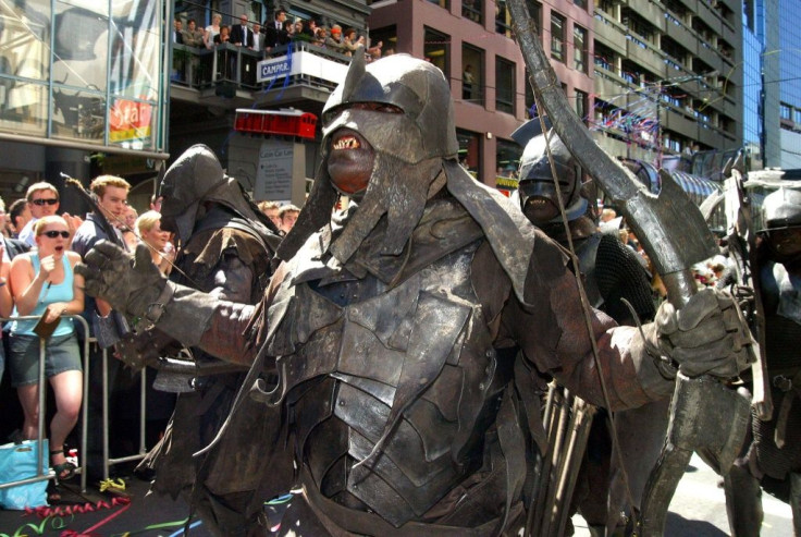 Uruk-Hai warriors from the Lord of The Rings during the parade through the Wellington streets prior to  the worldwide premier of the third and final Rings movie "Return of The King", Wellington, New Zealand in December 2003