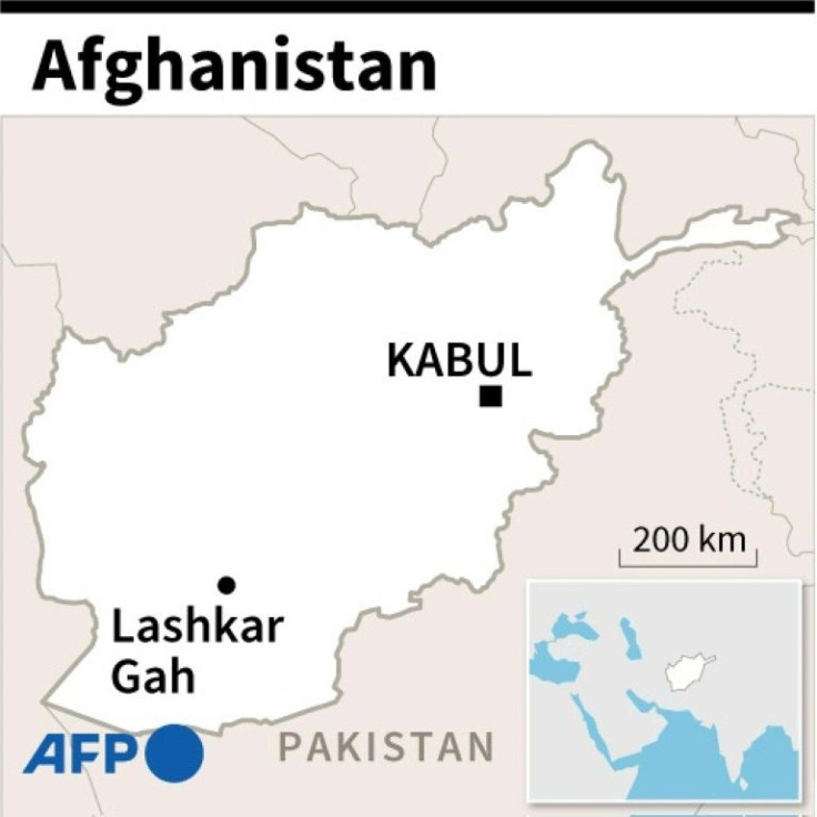 Map of Afghanistan locating Lashkar Gah