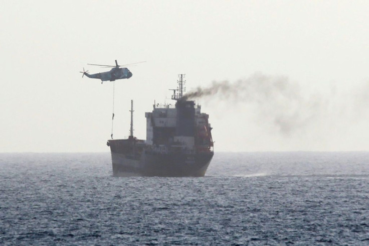 A handout image released by US Central Command in August 2020 reportedly shows Iranian forces boarding a tanker in international waters in the Gulf of Oman