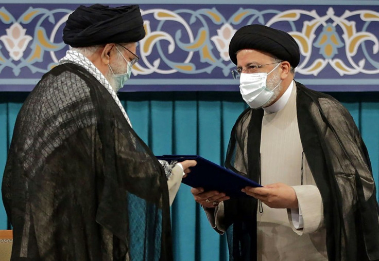 Iran's Supreme Leader Ayatollah Ali Khamenei (left) during the inauguration of President Ebrahim Raisi