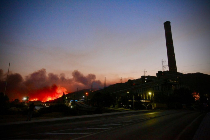 Flames soar close to a power Plant near Oren, in Turkey's Mugla holiday region