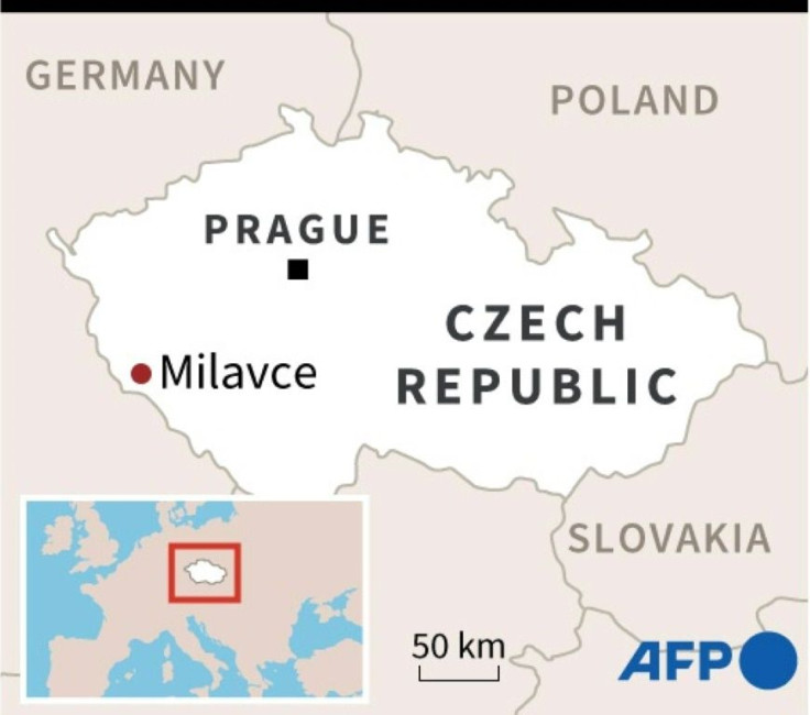 Map of the Czech Republic locating Milavce, in the west of the country