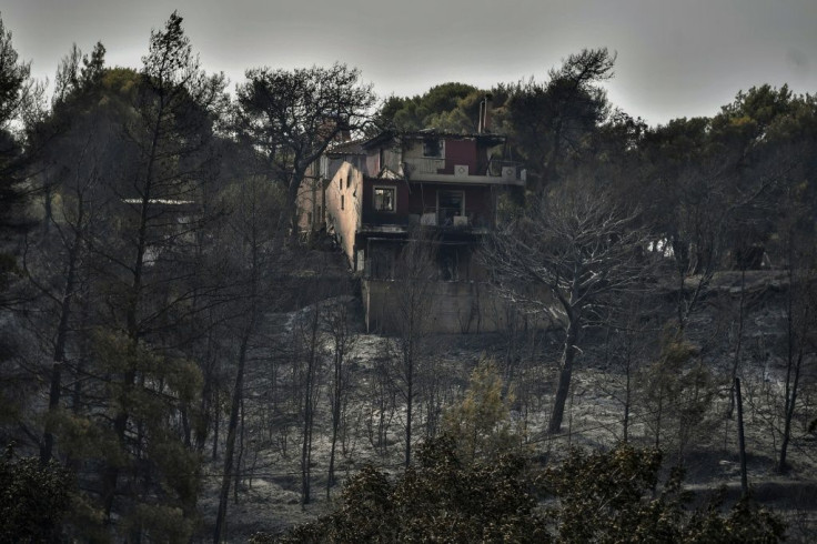 A house burnt by fire in Dekelia, Greece