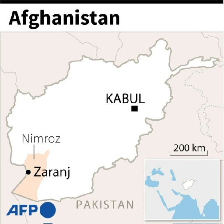 Map of Afghanistan locating Zaranj, capital of Nimroz province.