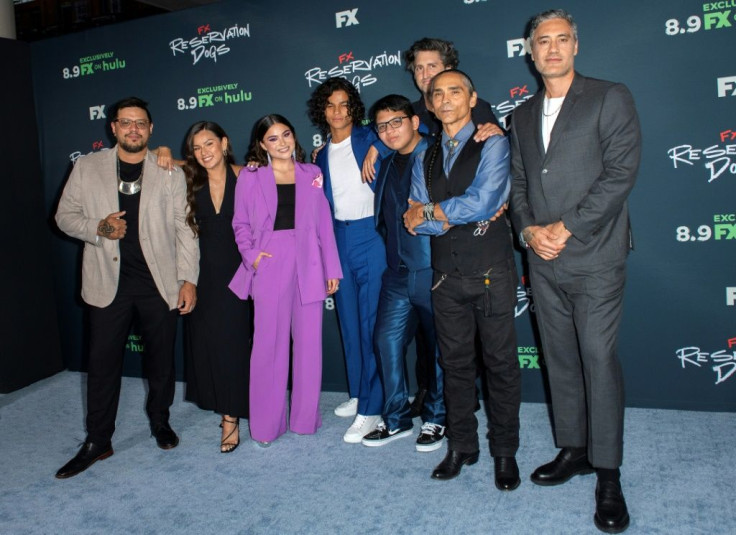 (From L) Sterlin Harjo, Paulina Alexis, Kawennahere Devery Jacobs, D'Pharaoh Woon-A-Tai, Lane Factor, Garrett Basch, Zahn McClarnon and Taika Waititi