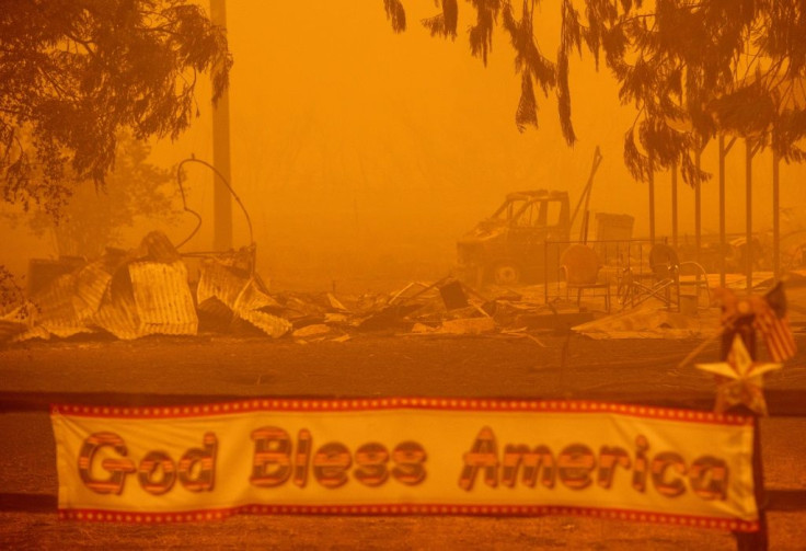 A burned-out property during the Dixie fire in Greenville, California on August 6, 2021