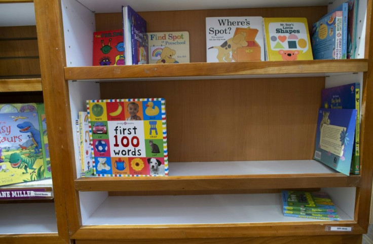 Nearly empty shelves are seen at Mary Arnold Toys in New York on August 2, 2021, as Covid-related supply chain snags have beset retailers