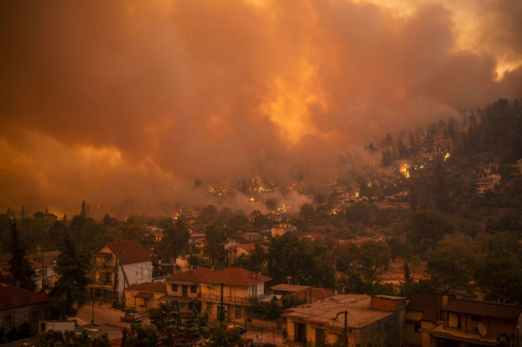 The fires were out of control over large swathes of Evia