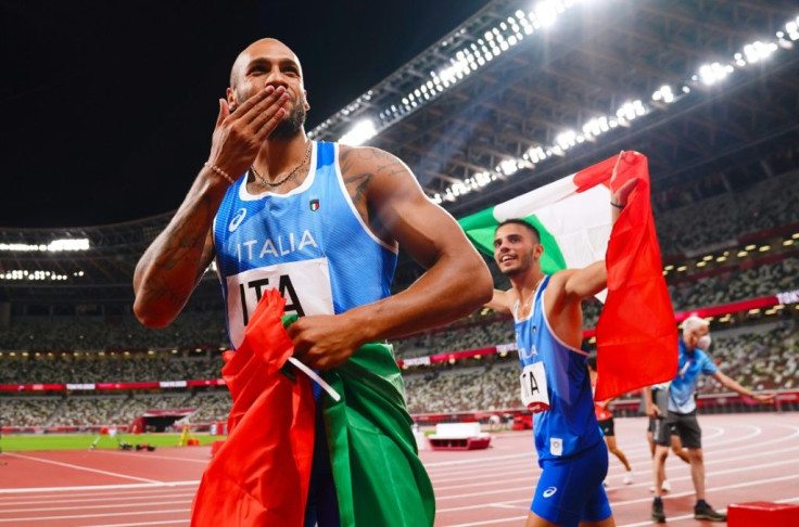 Italy's Lamont Marcell Jacobs also won the men's 4x100m relay at the Tokyo Games