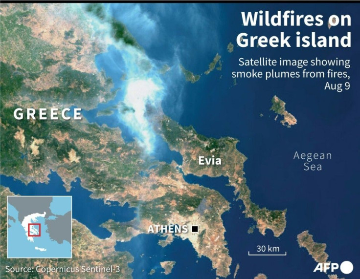 Wildfires on Greek island