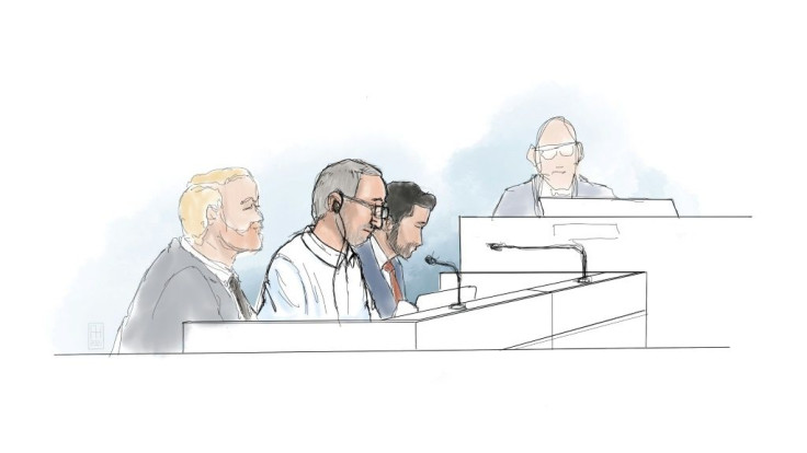 Courtroom sketch of Hamid Noury (2ndl) on Tuesday