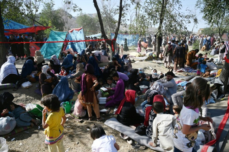 A park in central Kabul has been taken over by families who have fled the fighting in the north