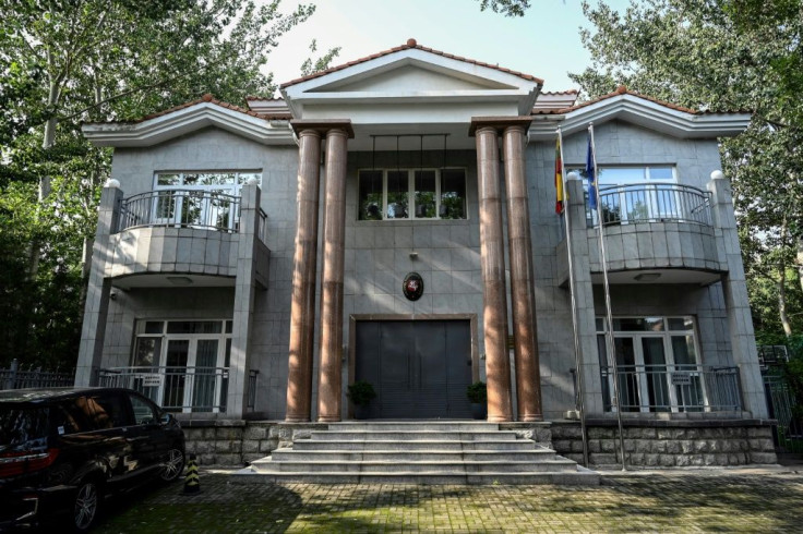 The Lithuanian embassy in Beijing as China demands Lithuania recall its ambassador