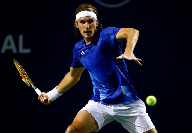 Greece's Stefanos Tsitsipas belts a forehand in his second-round victory over Ugo Humbert of France at the ATP Toronto Masters