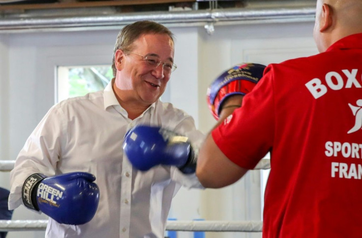 CDU leader and candidate for chancellor Armin Laschet during a campaign visit to a youth boxing camp in Frankfurt