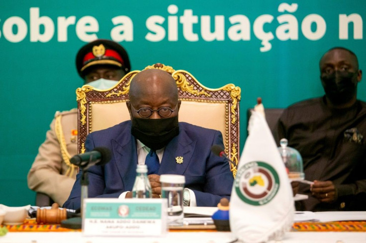 Ghanaian President Nana Akufo-Addo, pictured at a West African summit on Mali in May. He finds himself in a cleft stick over the anti-gay bill, say commentators