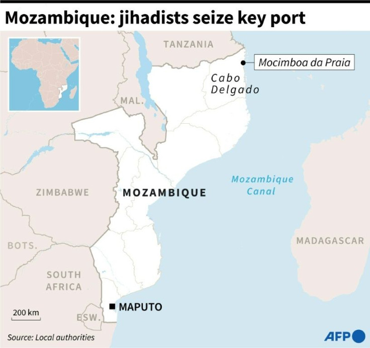 Map of Mozambique locating the port of Mocimboa da Praia