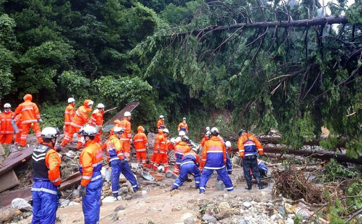 A landslide destroyed two houses in Unzen, Nagasaki prefecture