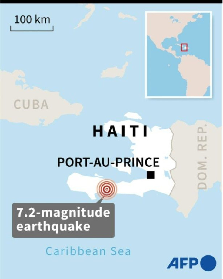This map marks the epicenter of the 7.2-magnitude earthquake that struck Haiti on August 14, 2021