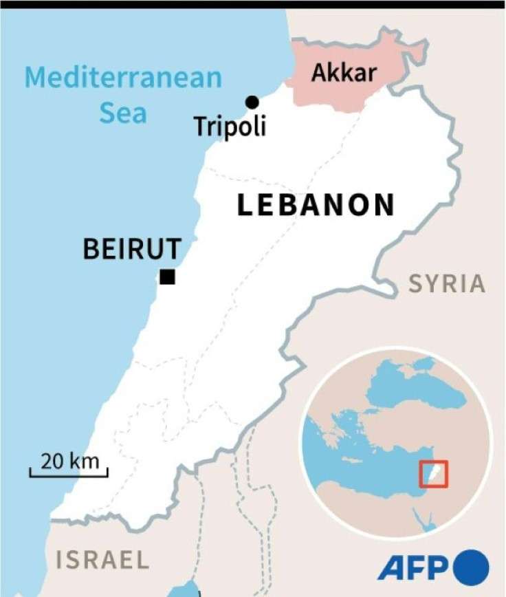 Map of Lebanon locating the Akkar region.