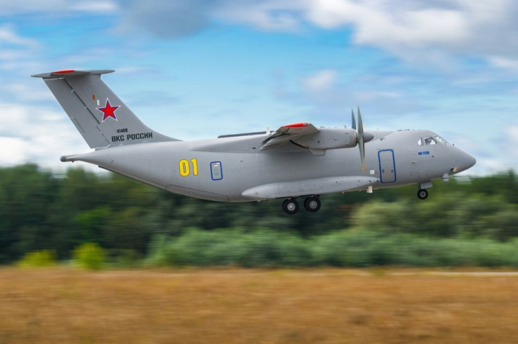 An IL-112V military transport plane, of the kind that crashed outside Moscow on Tuesday, killing three