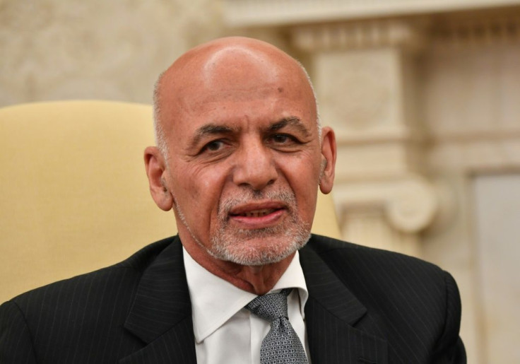 Ashraf Ghani speaks during a meeting with US President Joe Biden at the White House in this file picture taken on June 25, 2021