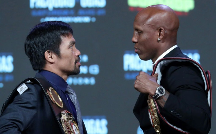 Filipino boxing icon Manny Pacquiao, left, will fight WBA welterweight champion Yordenis Ugas, right, on Saturday in Las Vegas