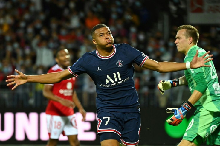 Kylian Mbappe got his first goal of the season as PSG won 4-2 at Brest