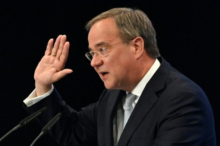 CDU candidate Armin Laschet speaks at a rally in Berlin ahead of September's elections