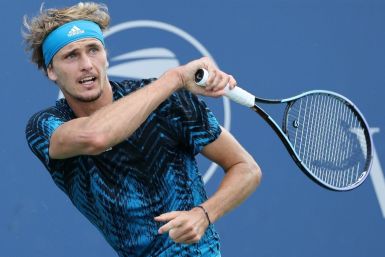 Germany's Alexander Zverev on the way to victory over Andrey Rublev in the final of the ATP Cincinnati Masters