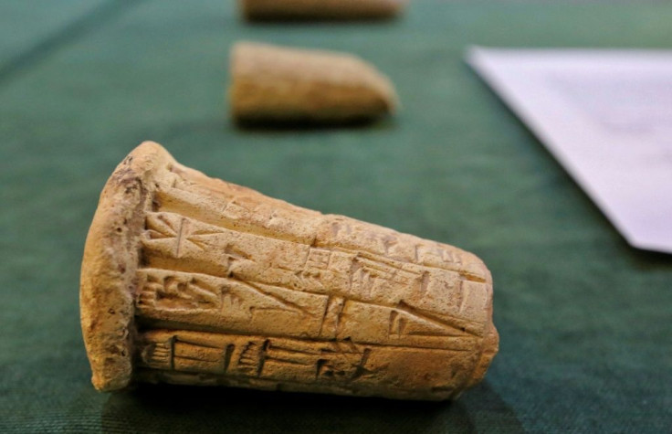 Mesopotamian clay cones were among a trove of looted antiquities returned to Iraq by the United States earlier this month